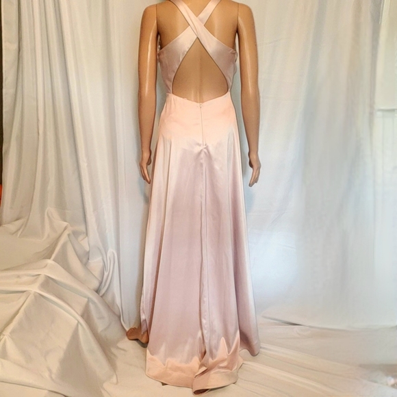 NWT Sequin Hearts Buff Satin Long Dress 3 - Picture 2 of 16